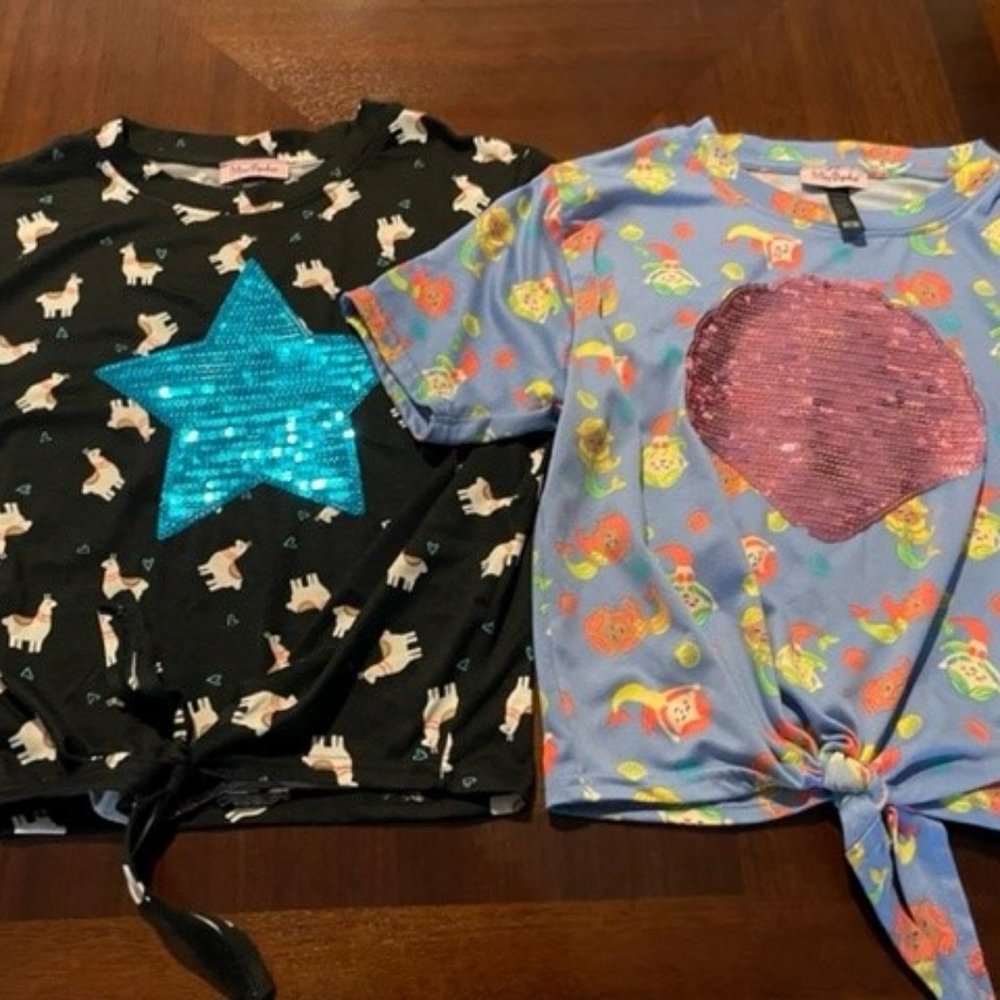 Girls Design T-Shirts with Sequins - Set of 3 - Never Worn - 8-10 year old